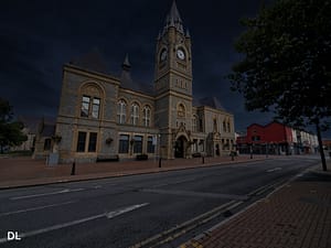 Rhyl Town Hall ghost hunt venue at night
