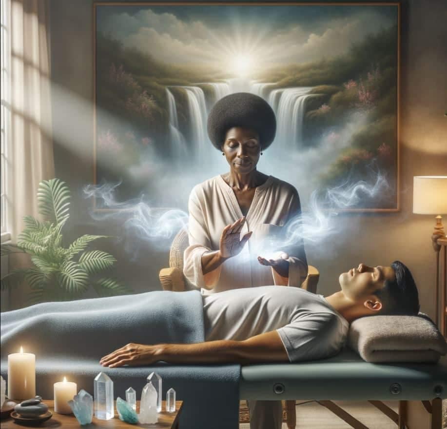 Reiki practice healing session